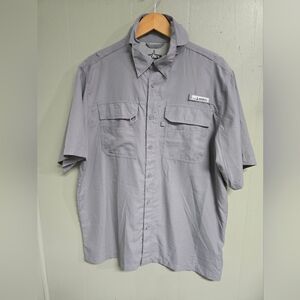 Habit Shirt Mens L Gray Short Sleeve Fishing UPF 40+ Vented